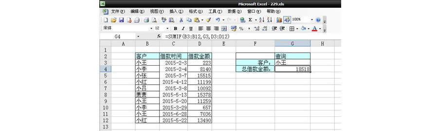 Excel怎么统计客户在不一起间借款的总金额？