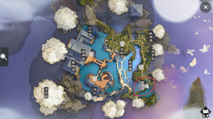 《楚留香》手游4月25日坐观万象打坐点位置